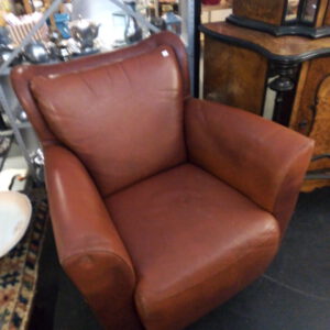 Luxe lederen cognac kleurige fauteuil