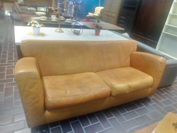 Cognac kleurige leren 3 zits bank